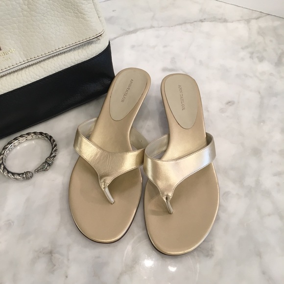 Ann Taylor Shoes - Ann Taylor Amber Light Gold Sandals Kitten Heels